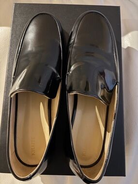 KHAITE Shiny Black Patent Leather Women's Loafers